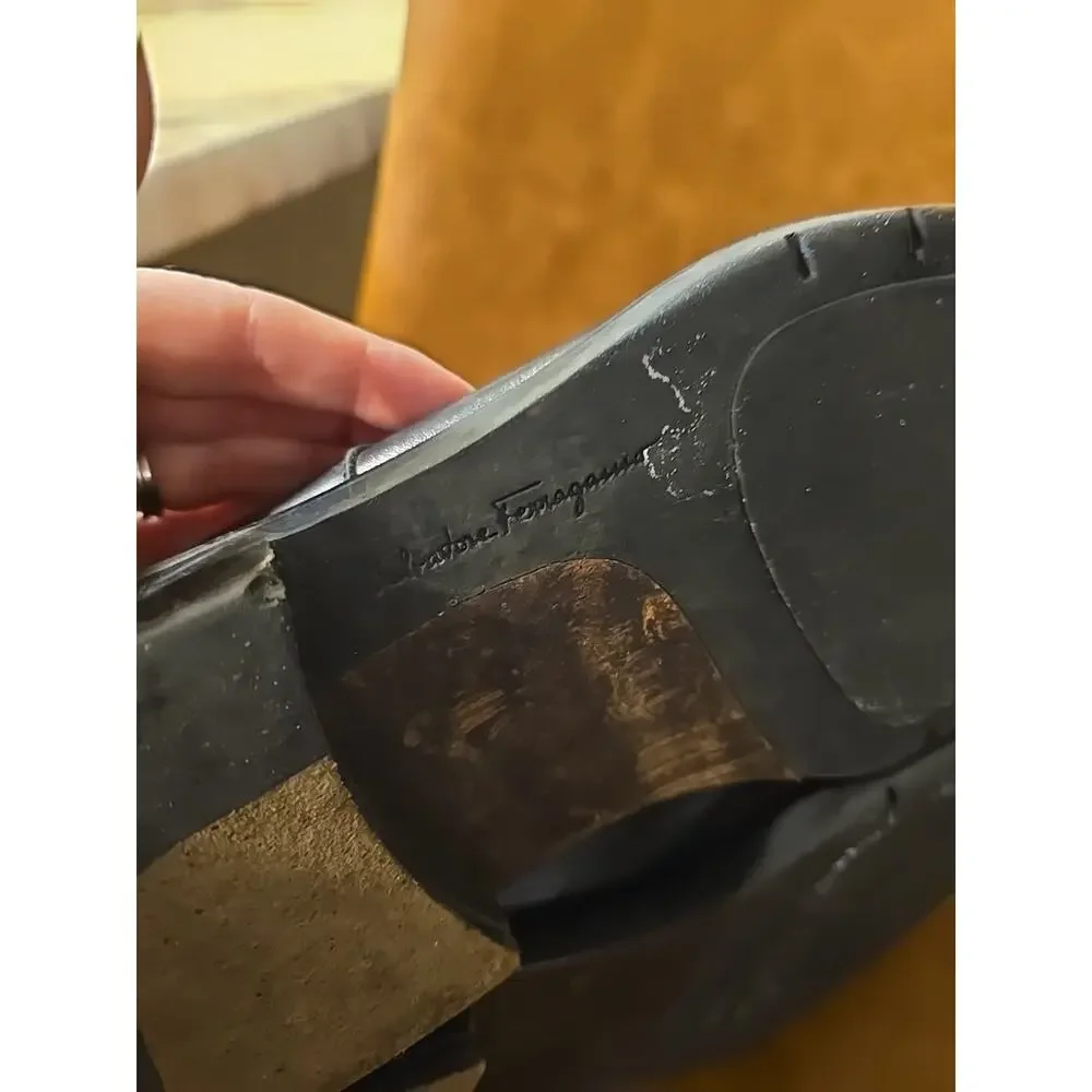 Salvatore Ferragamo Blck Leather Laceup Cap Toe Combat Boot Men Sz 9EE Steampunk - Picture 8 of 12